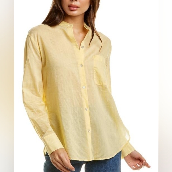 New Vince Fine Stripe Silk-blend Woven Shirt - Picture 2 of 9